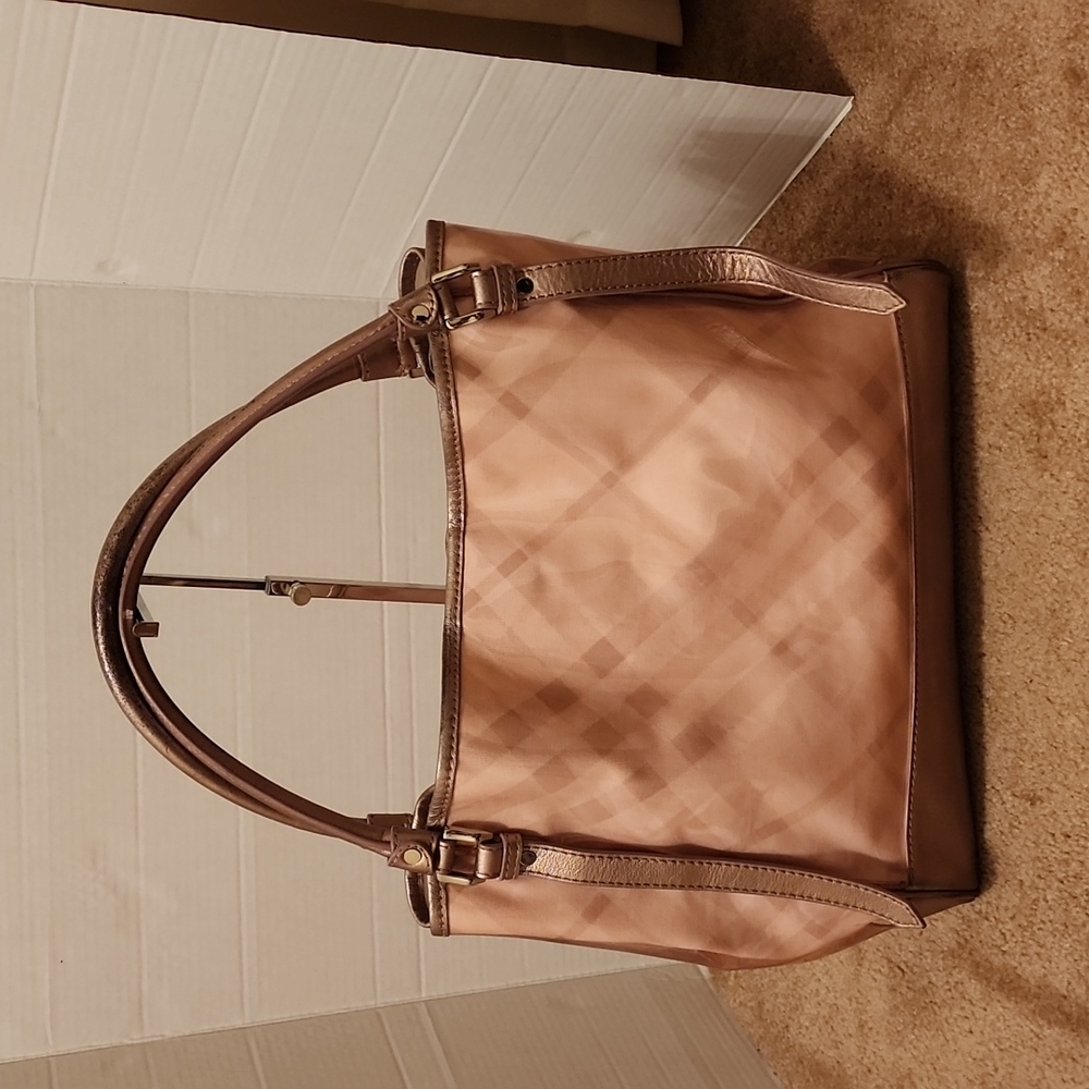 Burberry Pink Nova Check with Rose Gold Leather Trim Tote Bag
